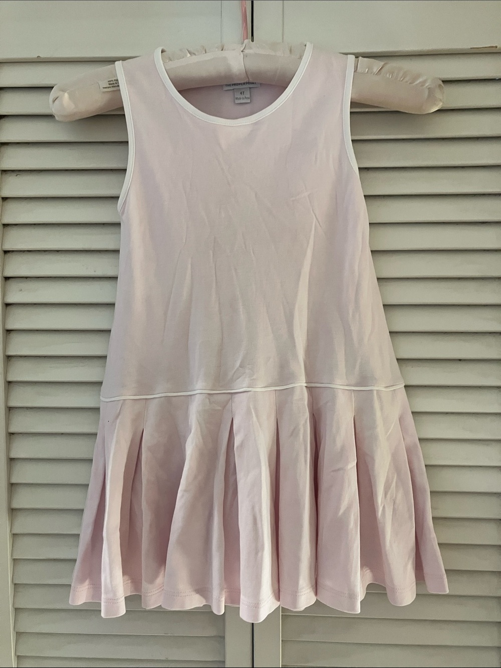 The Proper Peony Pink Pleated Tennis Dress White Piping 4T